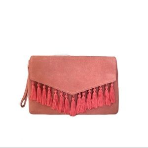 Whit house black market pink suede wristlet